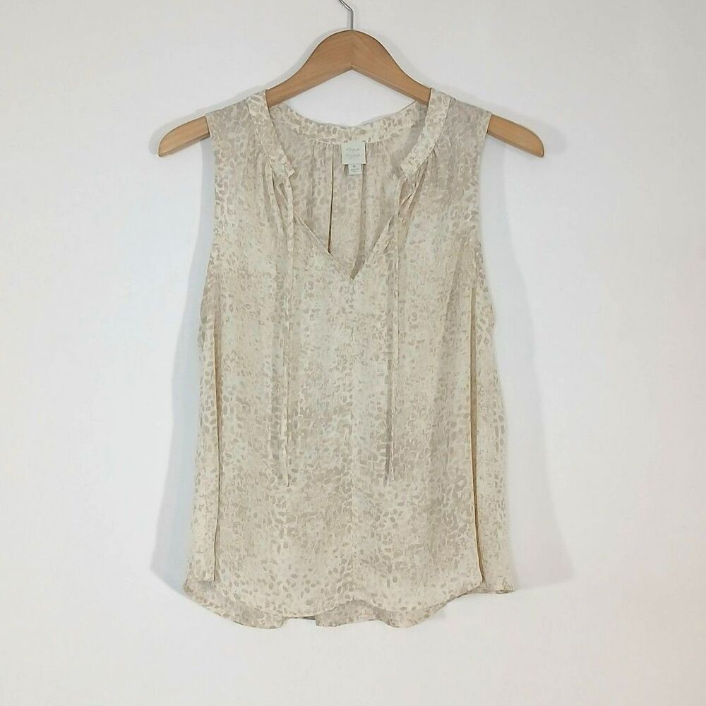 Roan + Ryan Cream Leopard Clementine Sleeveless Blouse Size M